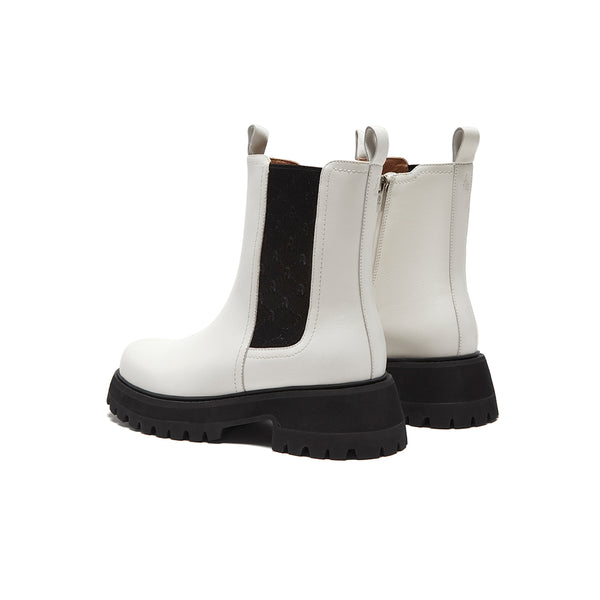 Hush Puppies White Leather Boots (Women)