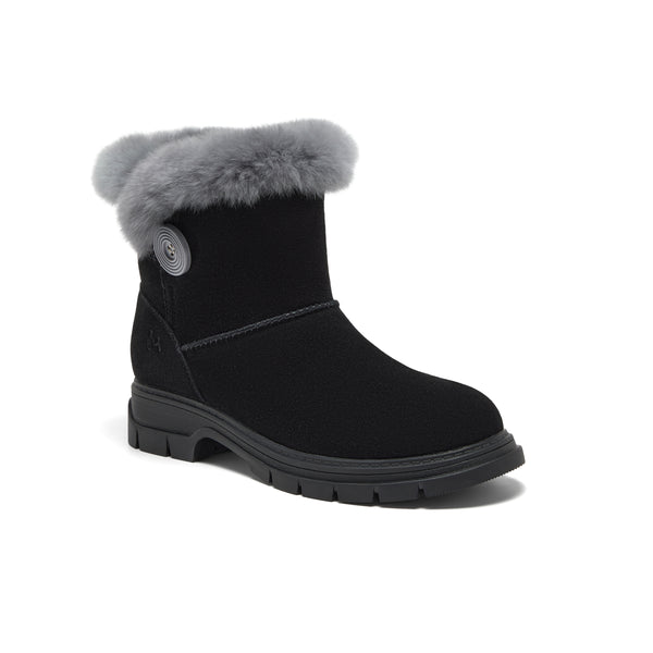 MIRABELL Cow split leather/rabbit fur women's leather shoes (Women)