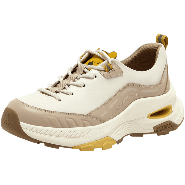[MIRABELL x Winnie The Pooh] Cowhide leather/cow split leather/fabric women's comfortable sports shoes