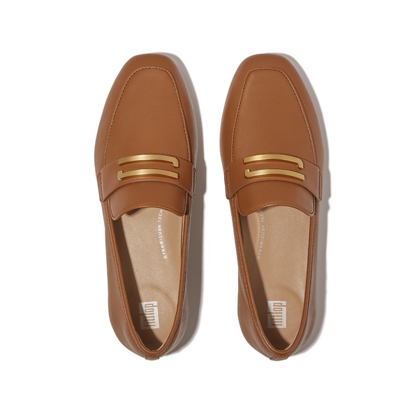 DELICATO GOLD-TRIM LEATHER LOAFERS (WOMEN)