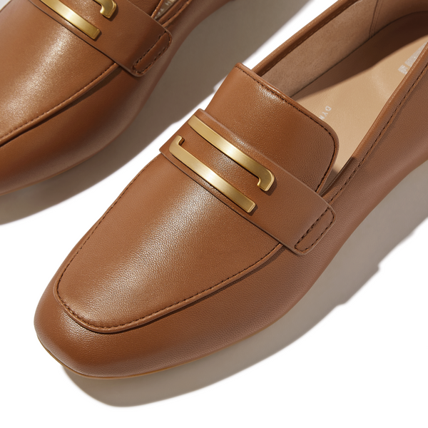 DELICATO GOLD-TRIM LEATHER LOAFERS (WOMEN)