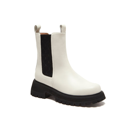 Hush Puppies White Leather Boots (Women)