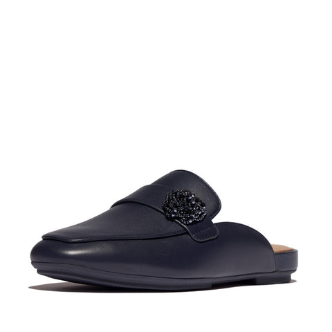 FITFLOP DELICATO BEADIE-BUTTON LEATHER MULES
