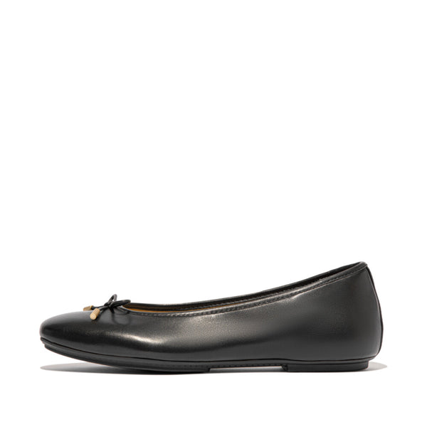 FITFLOP DELICATO BOW SOFT LEATHER BALLET FLATS