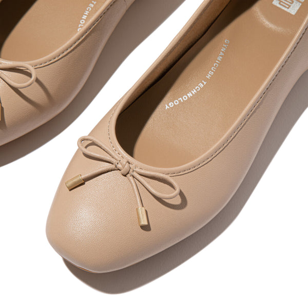 FITFLOP DELICATO BOW SOFT LEATHER BALLET FLATS