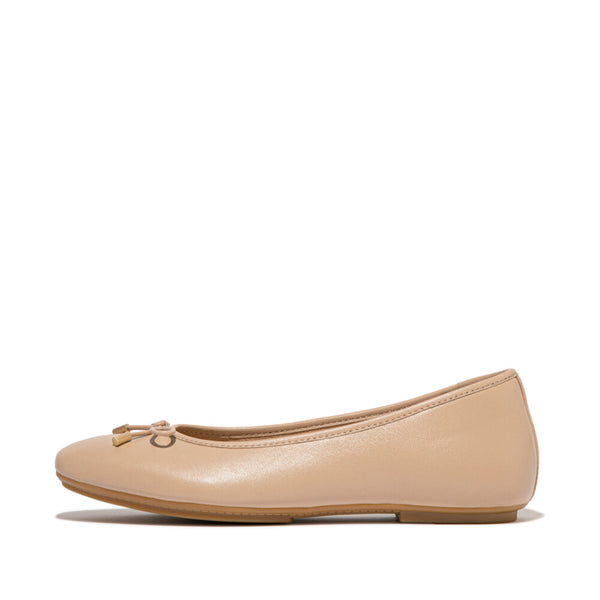 FITFLOP DELICATO BOW SOFT LEATHER BALLET FLATS