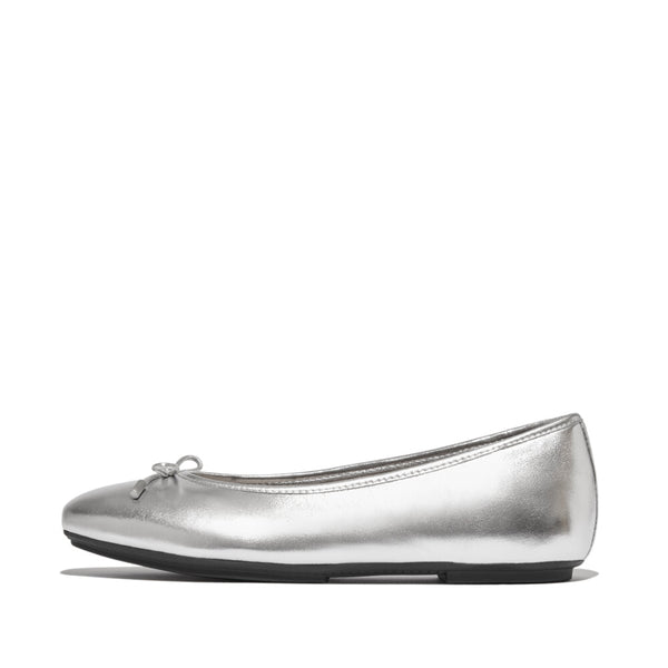 FITFLOP Delicato Bow Soft Metallic-Leather Ballet Flats (Women)