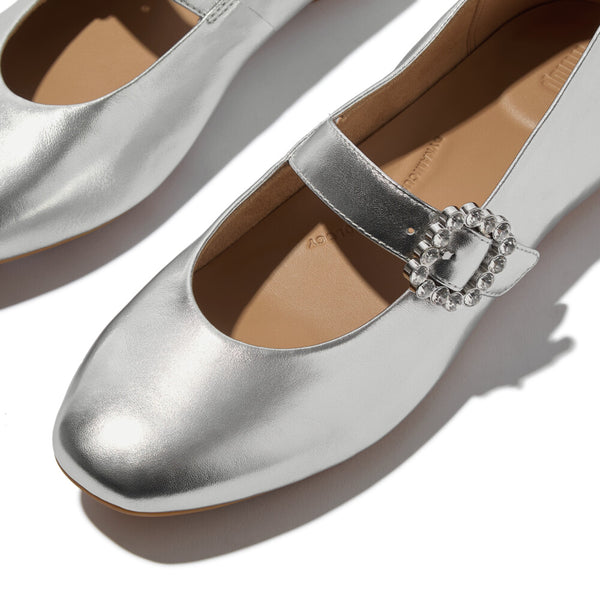 FITFLOP DELICATO CRYSTAL-BUCKLE LEATHER MARY JANES
