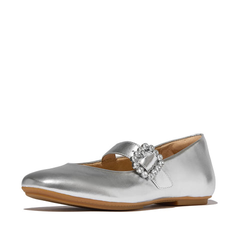 FITFLOP DELICATO CRYSTAL-BUCKLE LEATHER MARY JANES