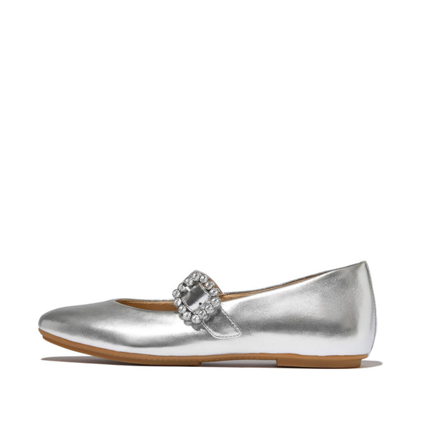 FITFLOP DELICATO CRYSTAL-BUCKLE LEATHER MARY JANES