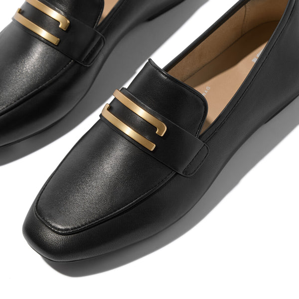 DELICATO GOLD-TRIM  LEATHER LOAFERS (WOMEN)