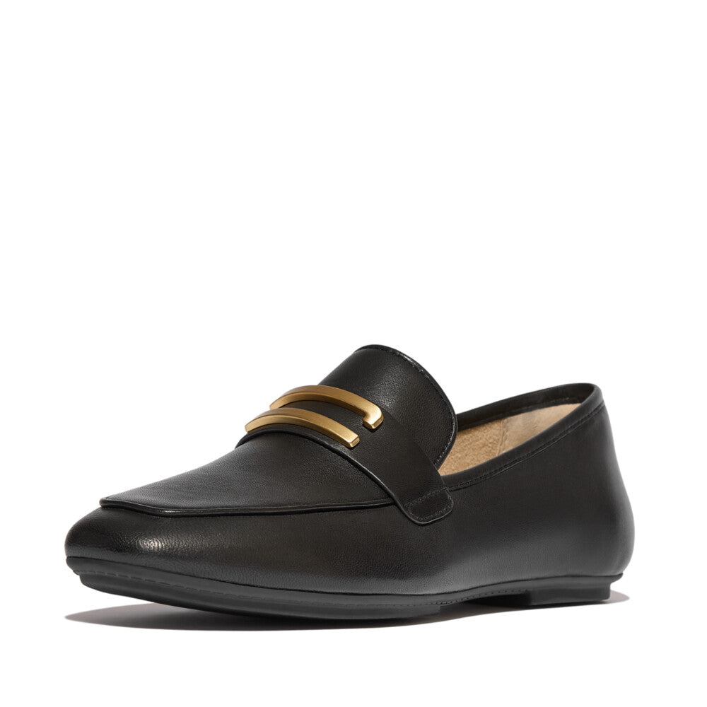 DELICATO GOLD-TRIM  LEATHER LOAFERS (WOMEN)