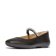 FITFLOP Delicato Pearls-And-Crystal Leather Ballet Flats (Women)