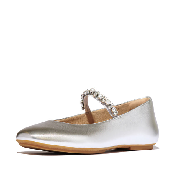 FITFLOP Delicato Pearls-And-Crystal Leather Ballet Flats (Women)