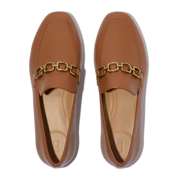 FITFLOP DELICATO SQUARE-CHAIN SOFT LEATHER LOAFERS (Women)