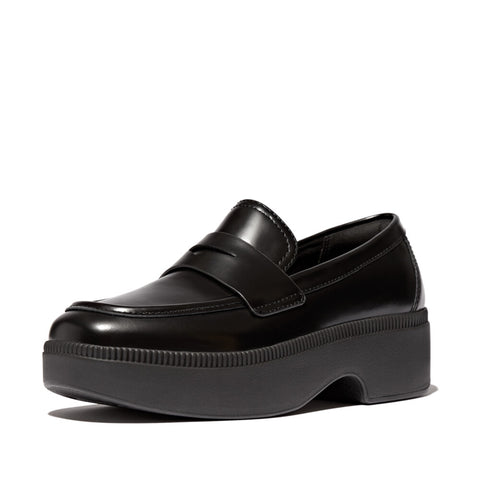 F-LUMA  BOX-LEATHER DEMI-WEDGE PENNY LOAFERS