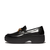 FITFLOP F-Luma Chunky-Snaffle Box-Leather D/Wedge Loafers (Women)