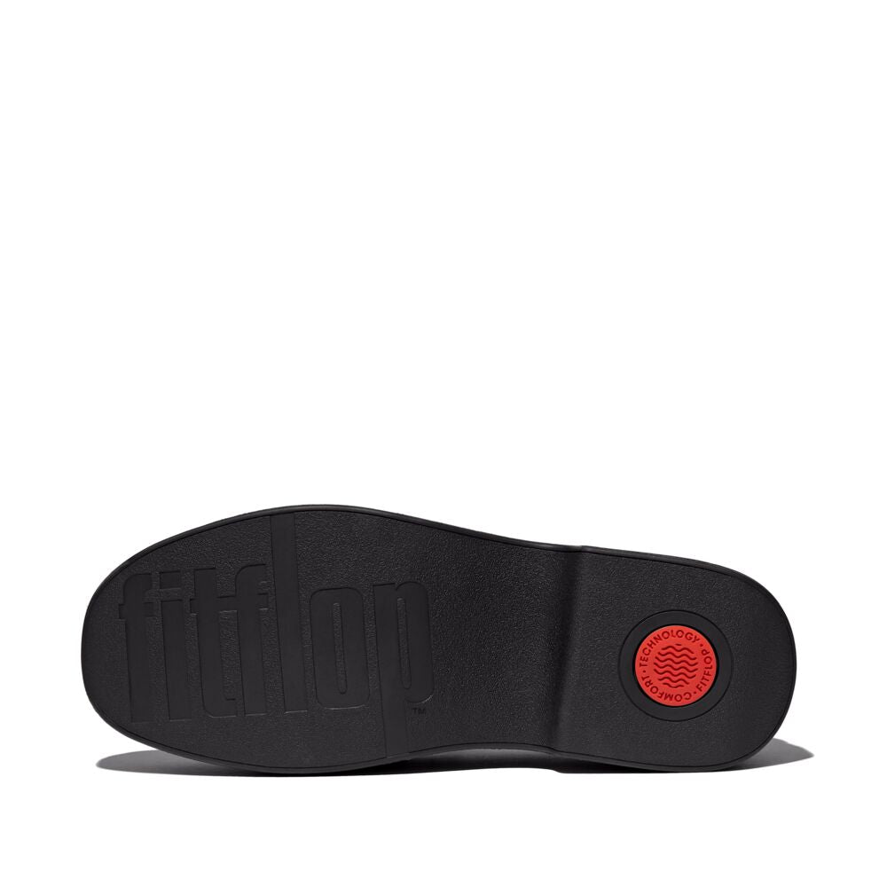 FITFLOP F-LUMA Chunky-Snaffle Box Leather D/Wedge Loafers (Women)