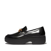 FITFLOP F-LUMA Chunky-Snaffle Box Leather D/Wedge Loafers (Women)