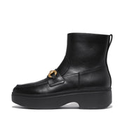 FITFLOP F-Luma Chunky-Snaffle Leather D/Wedge Ankle Boots (Women)