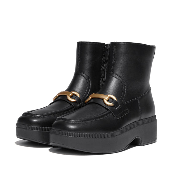 F-LUMA CHUNKY-SNAFFLE LEATHER D/WEDGE ANKLE BOOTS