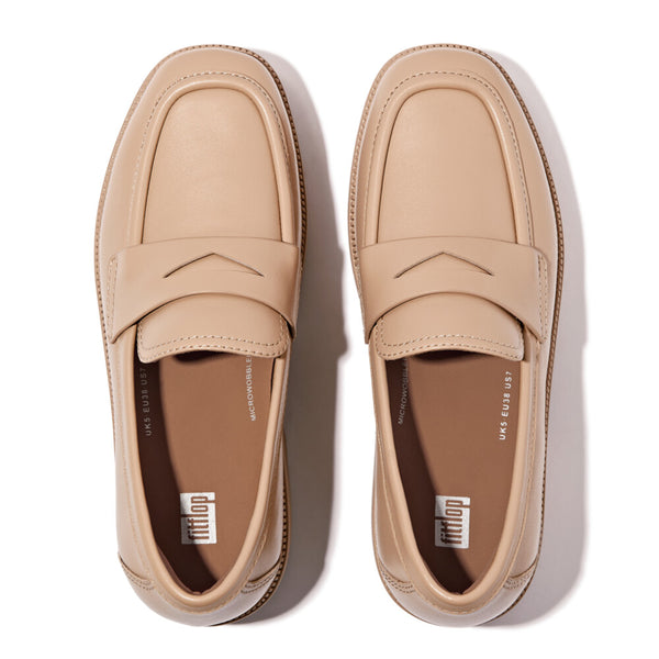 F-LUMA LEATHER DEMI-WEDGE PENNY LOAFERS