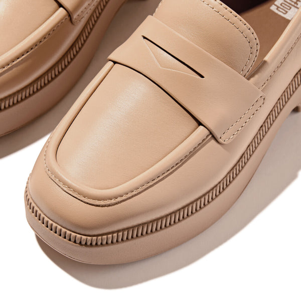 F-LUMA LEATHER DEMI-WEDGE PENNY LOAFERS