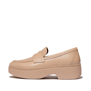 F-LUMA LEATHER DEMI-WEDGE PENNY LOAFERS