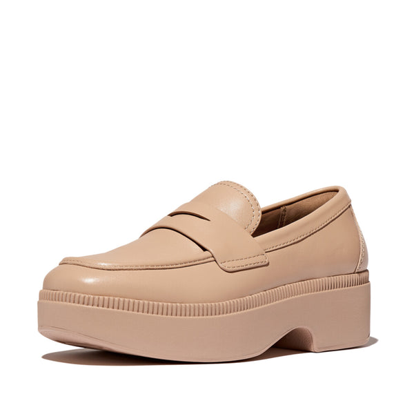 F-LUMA LEATHER DEMI-WEDGE PENNY LOAFERS