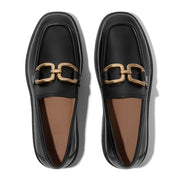 FITFLOP F-LUMA Square-Chain Leather Demi-Wedge Loafers (Women)