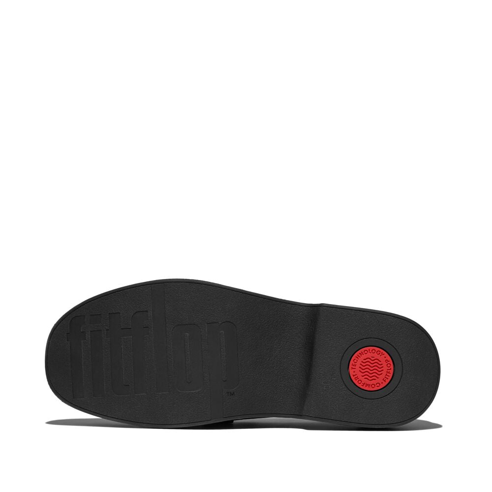 FITFLOP F-LUMA Square-Chain Leather Demi-Wedge Loafers (Women)