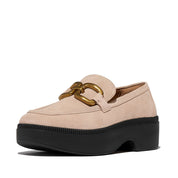 FITFLOP F-Luma Square-Chain Suede Demi-Wedge Loafers (Women)