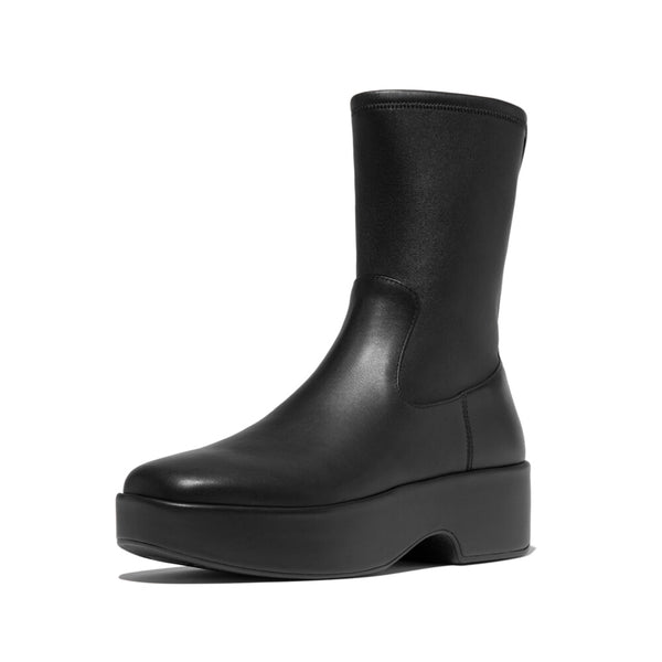 F-LUMA STRETCH LEATHER DEMI-WEDGE MID-CALF BOOTS