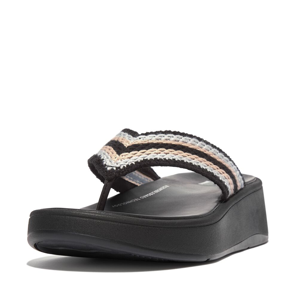 FITFLOP F-Mode Crochet Flatform Toe-Post Sandals (Women)