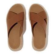 FITFLOP F-Mode Espadrille Leather Flatform Cross Slides (Women)