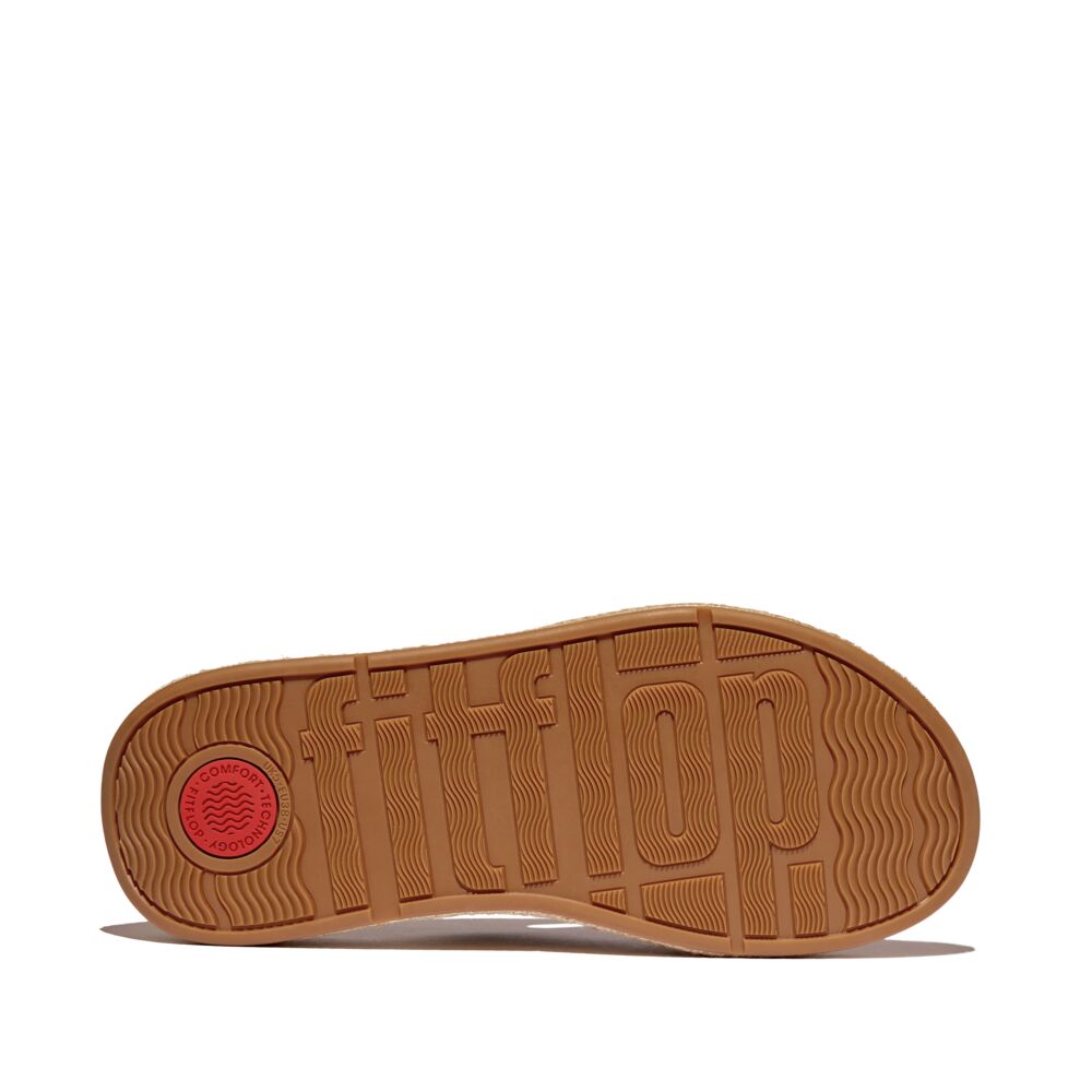 FITFLOP F-Mode Espadrille Leather Flatform Cross Slides (Women)