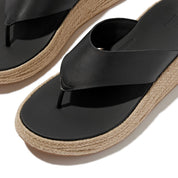 FITFLOP F-Mode Espadrille Leather Flatform T/Post Sandals (Women)