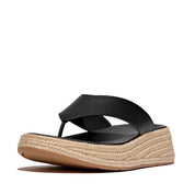 FITFLOP F-Mode Espadrille Leather Flatform T/Post Sandals (Women)