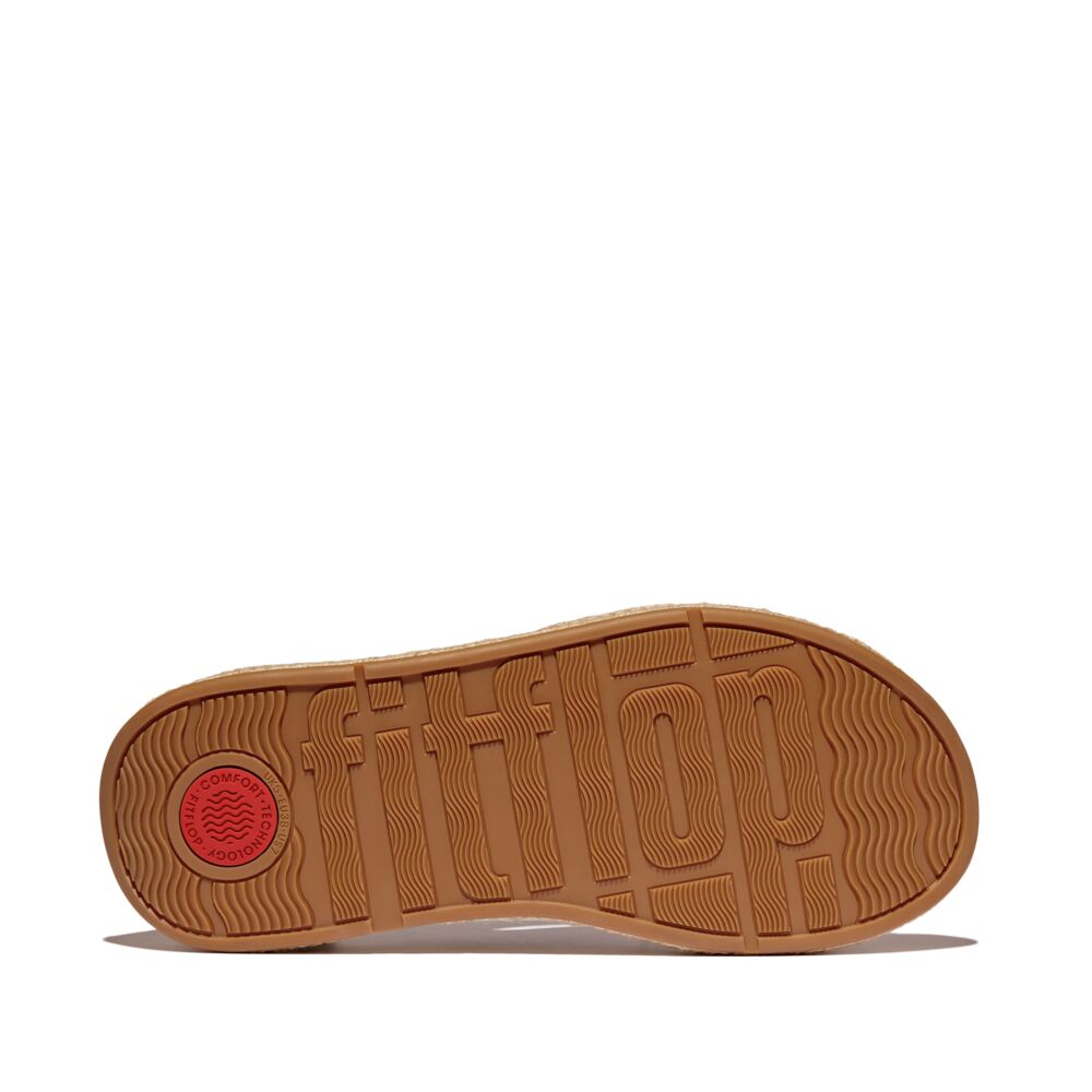 FITFLOP F-Mode Espadrille Leather Flatform T/Post Sandals (Women)