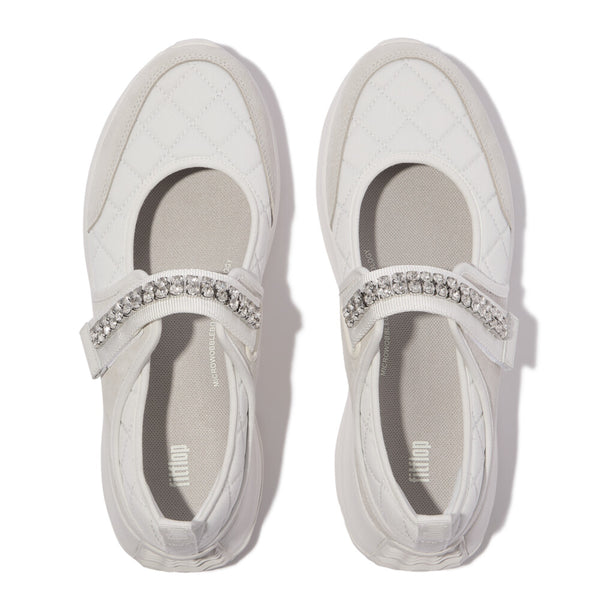 FITFLOP F-MODE FLOW CRYSTAL-STRAP QUILTED MARY JANES (Women)
