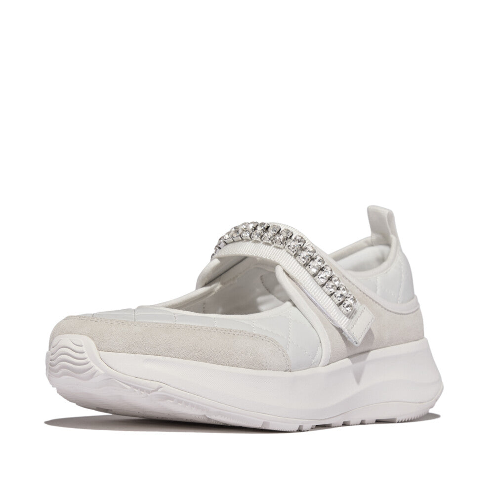 FITFLOP F-MODE FLOW CRYSTAL-STRAP QUILTED MARY JANES (Women)