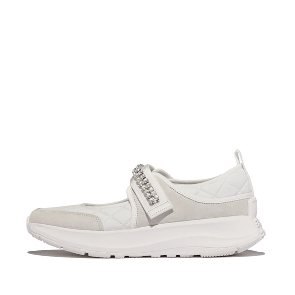 FITFLOP F-MODE FLOW CRYSTAL-STRAP QUILTED MARY JANES (Women)