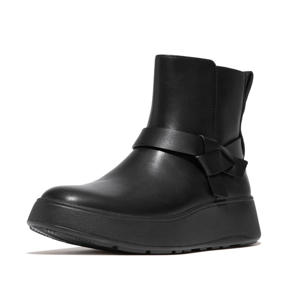 F-MODE FOLDED-KNOT LEATHER FLATFORM CHELSEA BOOTS