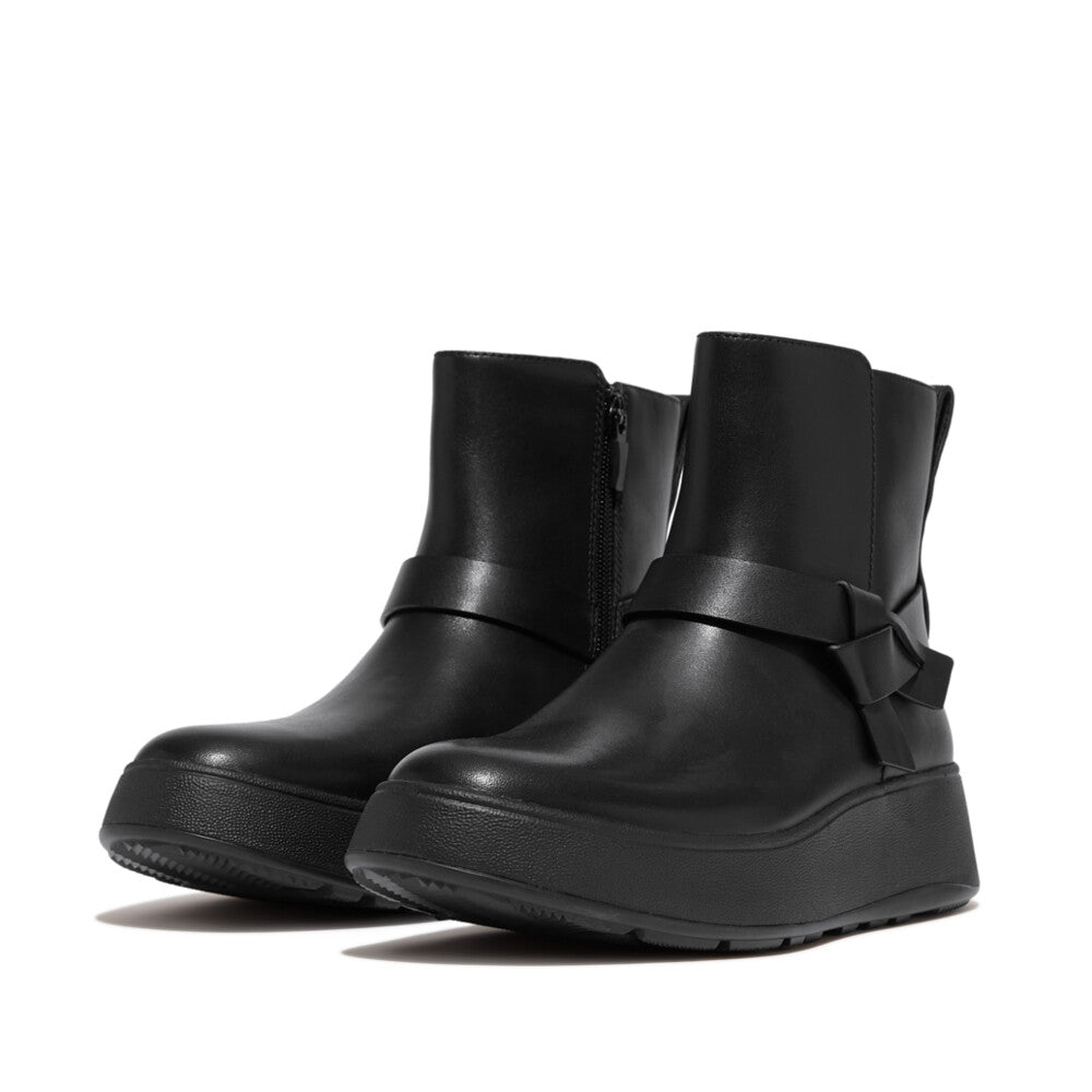 F-MODE FOLDED-KNOT LEATHER FLATFORM CHELSEA BOOTS