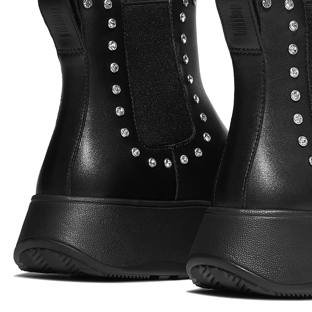 FITFLOP F-Mode Gem-Trim Leather Flatform Chelsea Boots (Women)