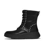 FITFLOP F-Mode Gem-Trim Leather Lace-Up Ankle Boots (Women)