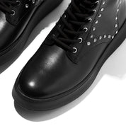 FITFLOP F-Mode Gem-Trim Leather Lace-Up Ankle Boots (Women)