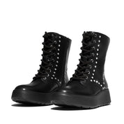 FITFLOP F-Mode Gem-Trim Leather Lace-Up Ankle Boots (Women)