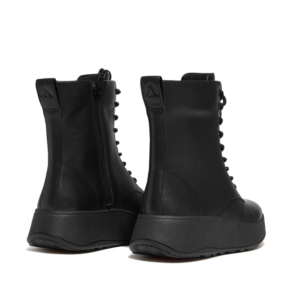 FITFLOP F-Mode Leather Lace-Up Flatform Ankle Boots (Women)