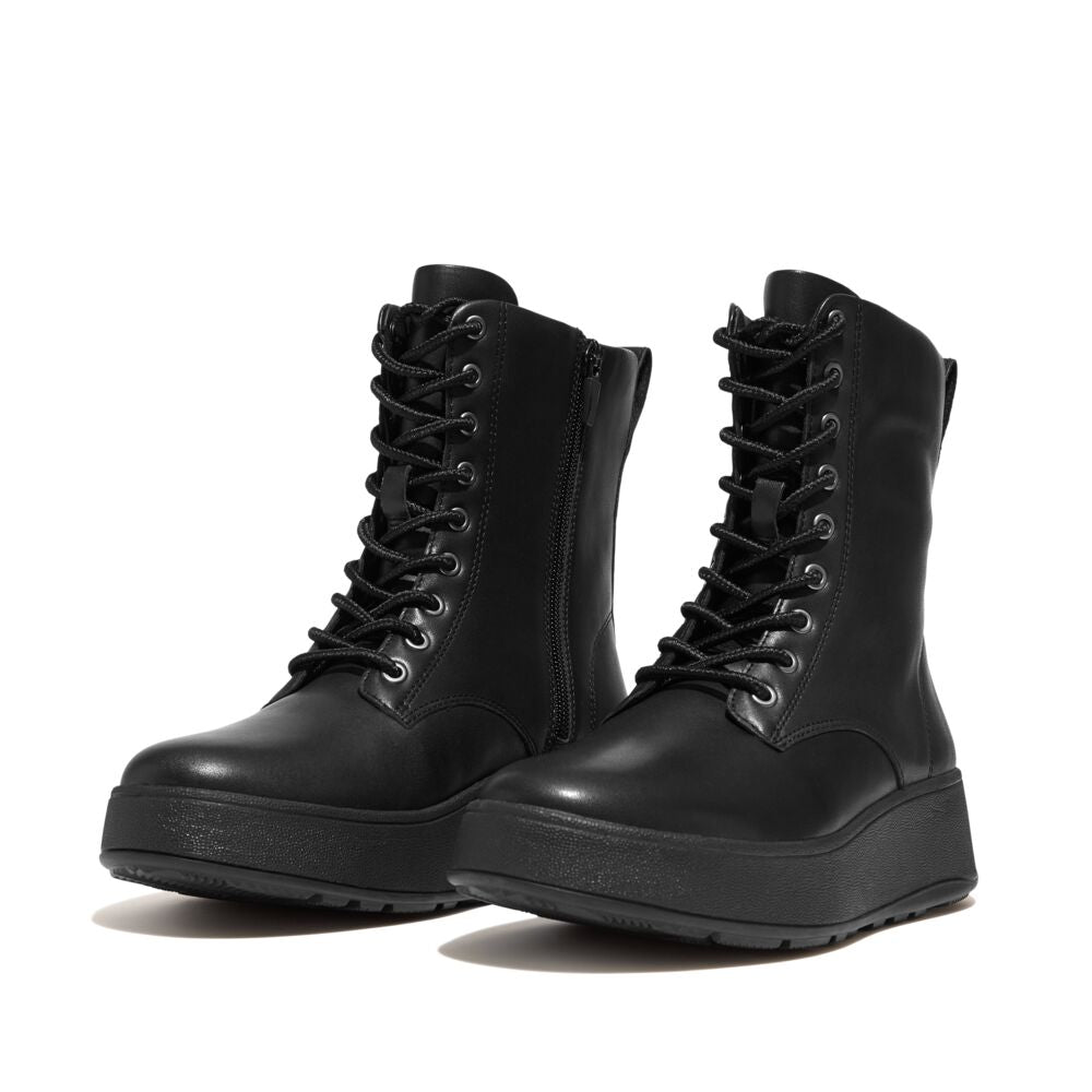 FITFLOP F-Mode Leather Lace-Up Flatform Ankle Boots (Women)